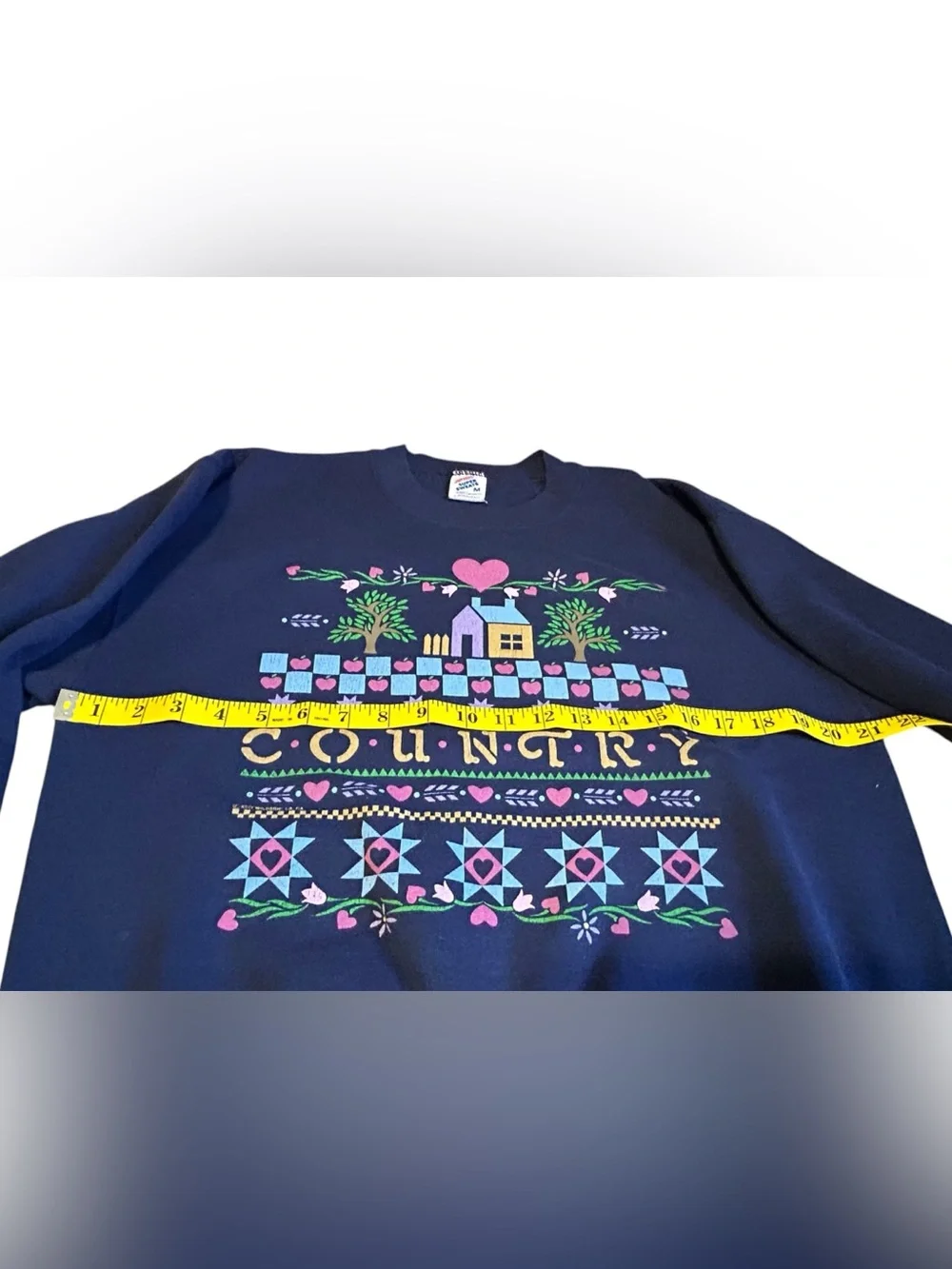 Vintage Jerzees Super Sweats USA Made Country Folk Art Graphic Sweatshirt M - Picture 8 of 11